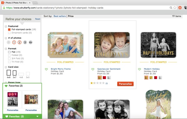Shutterfly has new foil stamped cards to make your holiday shine bright!