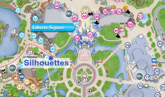 Where to find the Silhouette Cart in Liberty Square, Magic Kindgom Walt Disney World Resort