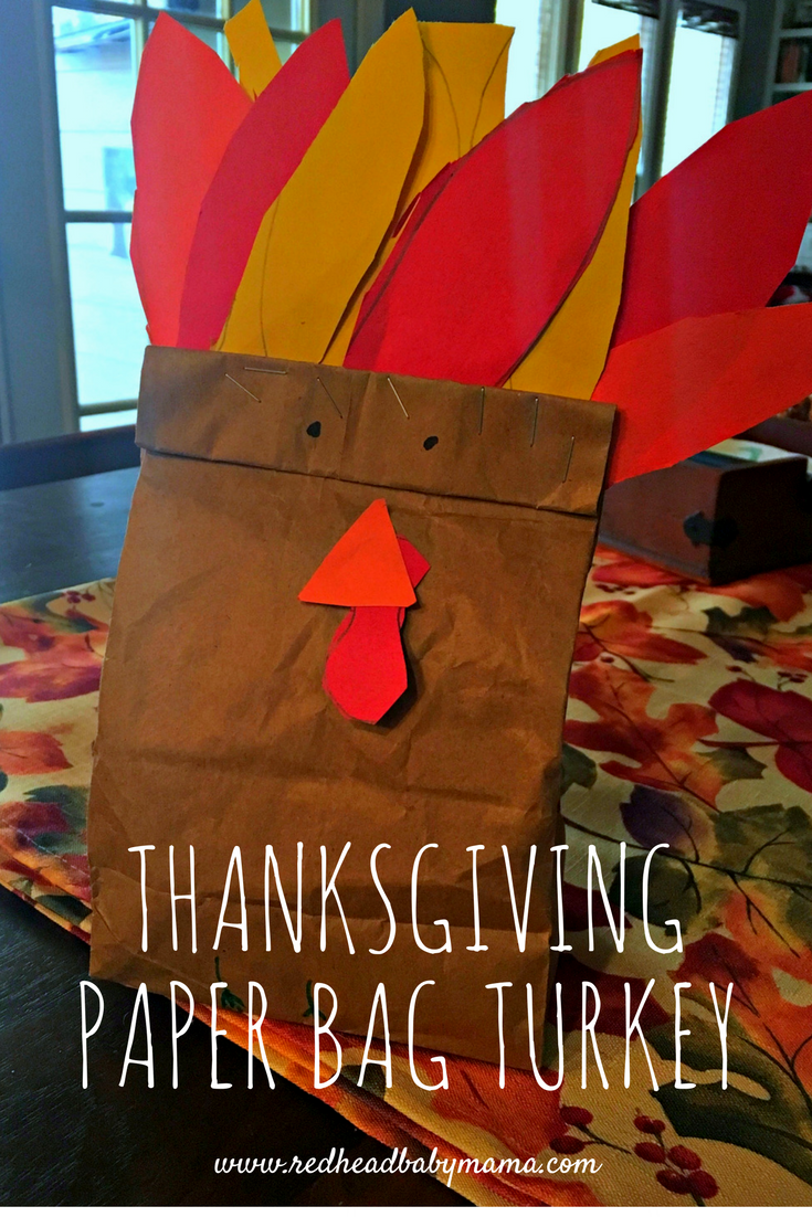 Thanksgiving Paper Bag Turkey Craft Redhead Baby Mama Atlanta Blogger