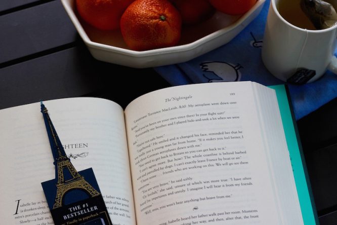 Make time for yourself to get lost in a book. My pick this month: The Nightingale by Kristin Hannah | Redheadbabymama.com Sponsored by SheSpeaks