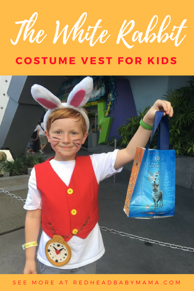 White rabbit alice in wonderland costume vest for kids halloween