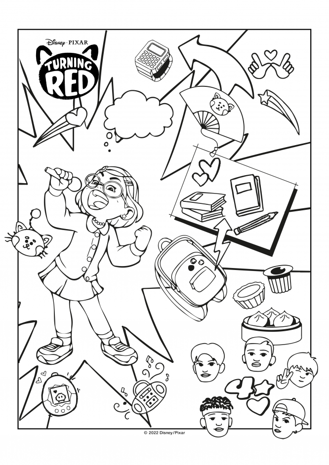 Disney_TurningRed_ColouringPages_COLLAGE