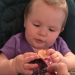 Touching foods and playing with spoons helps teach babies how to handle them!